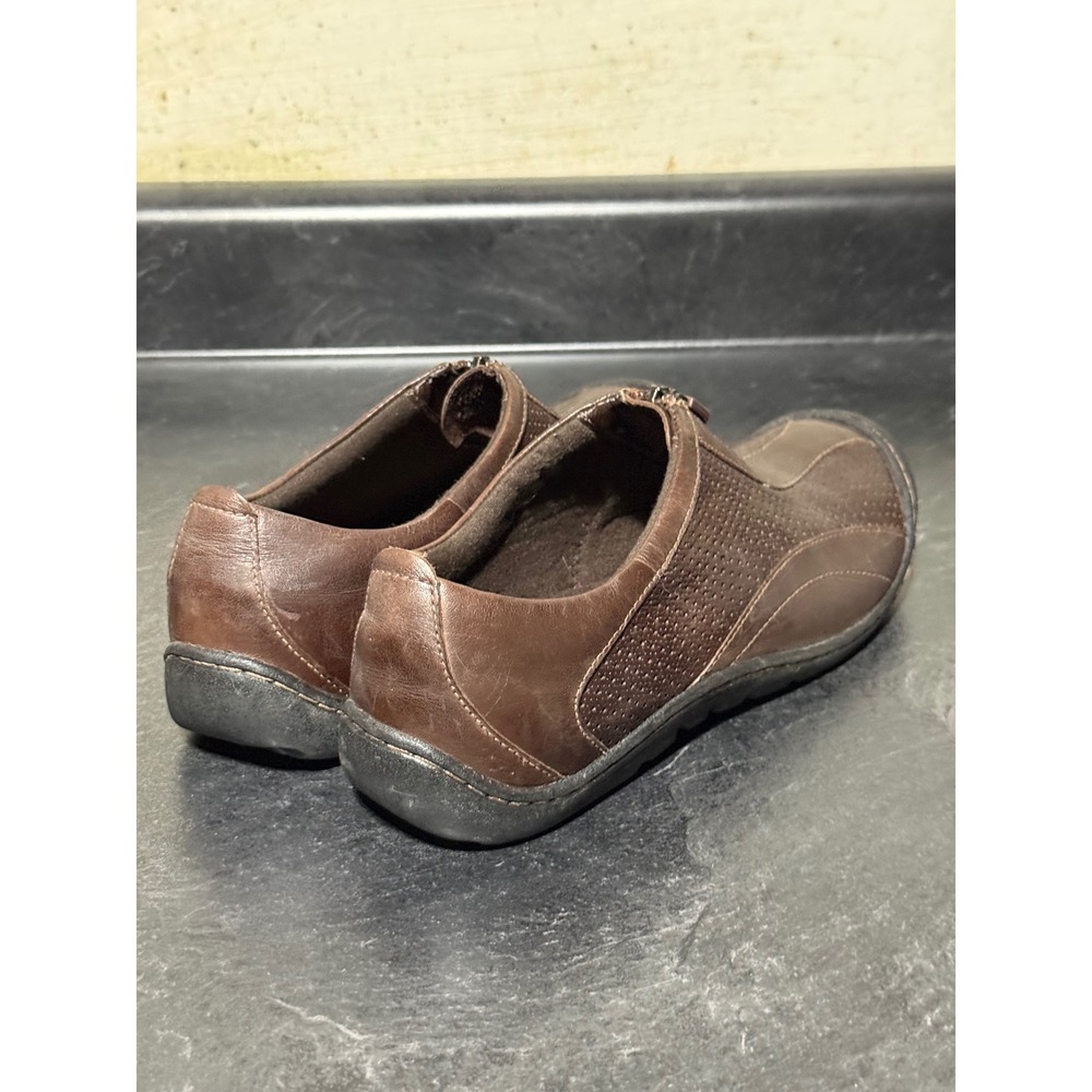 Clarks Springers Brown Leather Front Zip Loafers Womens 7.5M 79613 Casual Shoes - Picture 3 of 8
